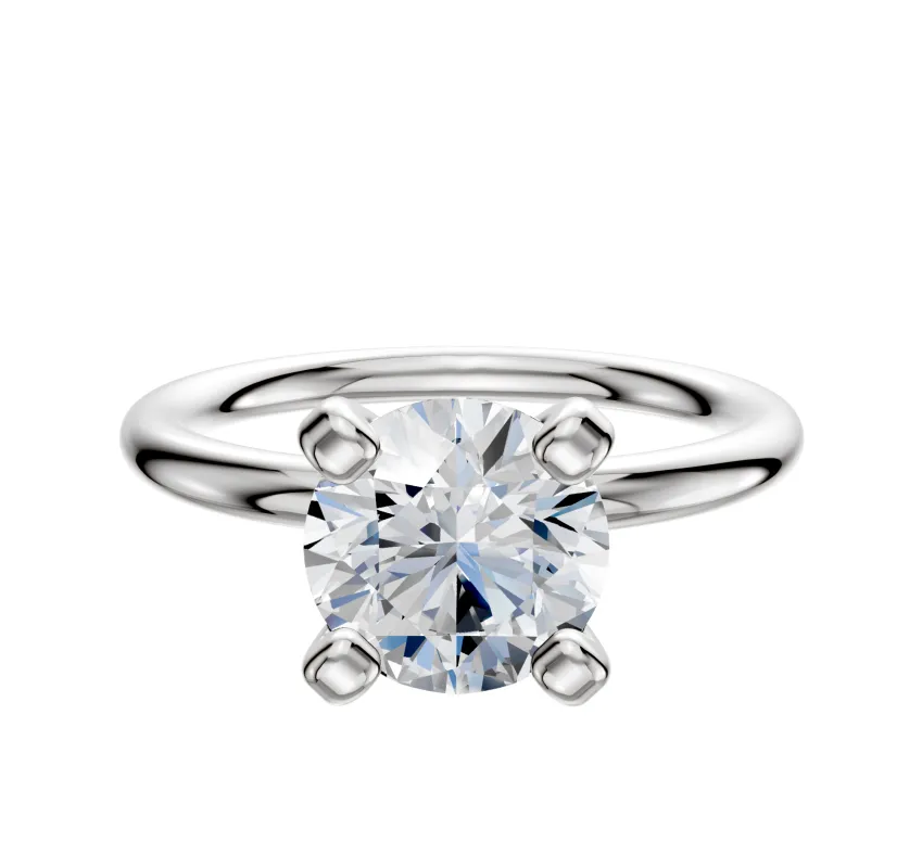 14K White Gold 4 Prong Classic Dome 2.0mm Engagement Ring sold by Promise By Effy