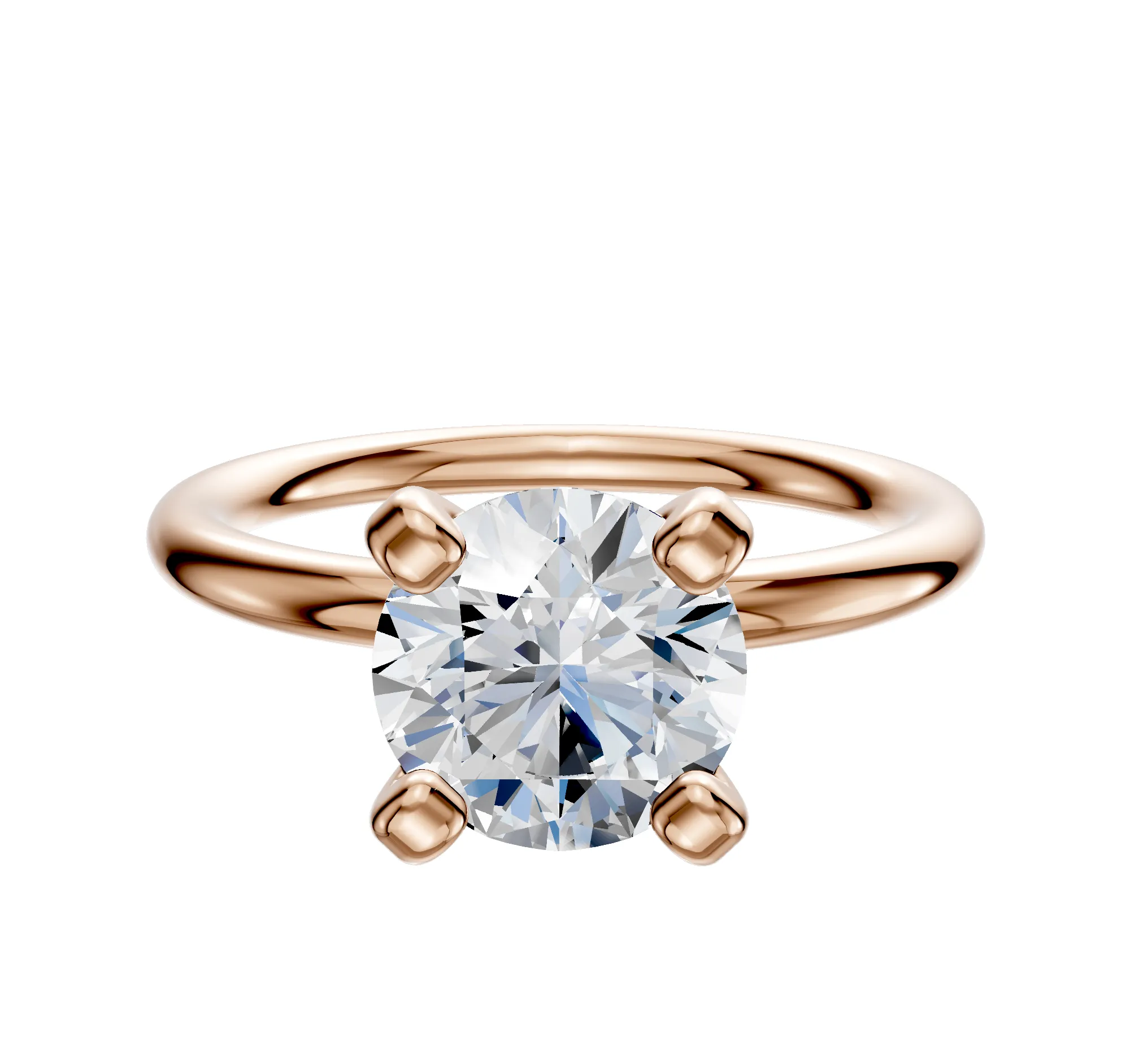 14K Rose Gold 4 Prong Classic Dome 2.0mm Engagement Ring sold by Promise By Effy
