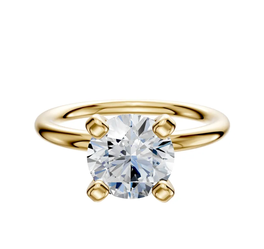 14K Yellow Gold 4 Prong Classic Dome 2.0mm Engagement Ring sold by Promise By Effy