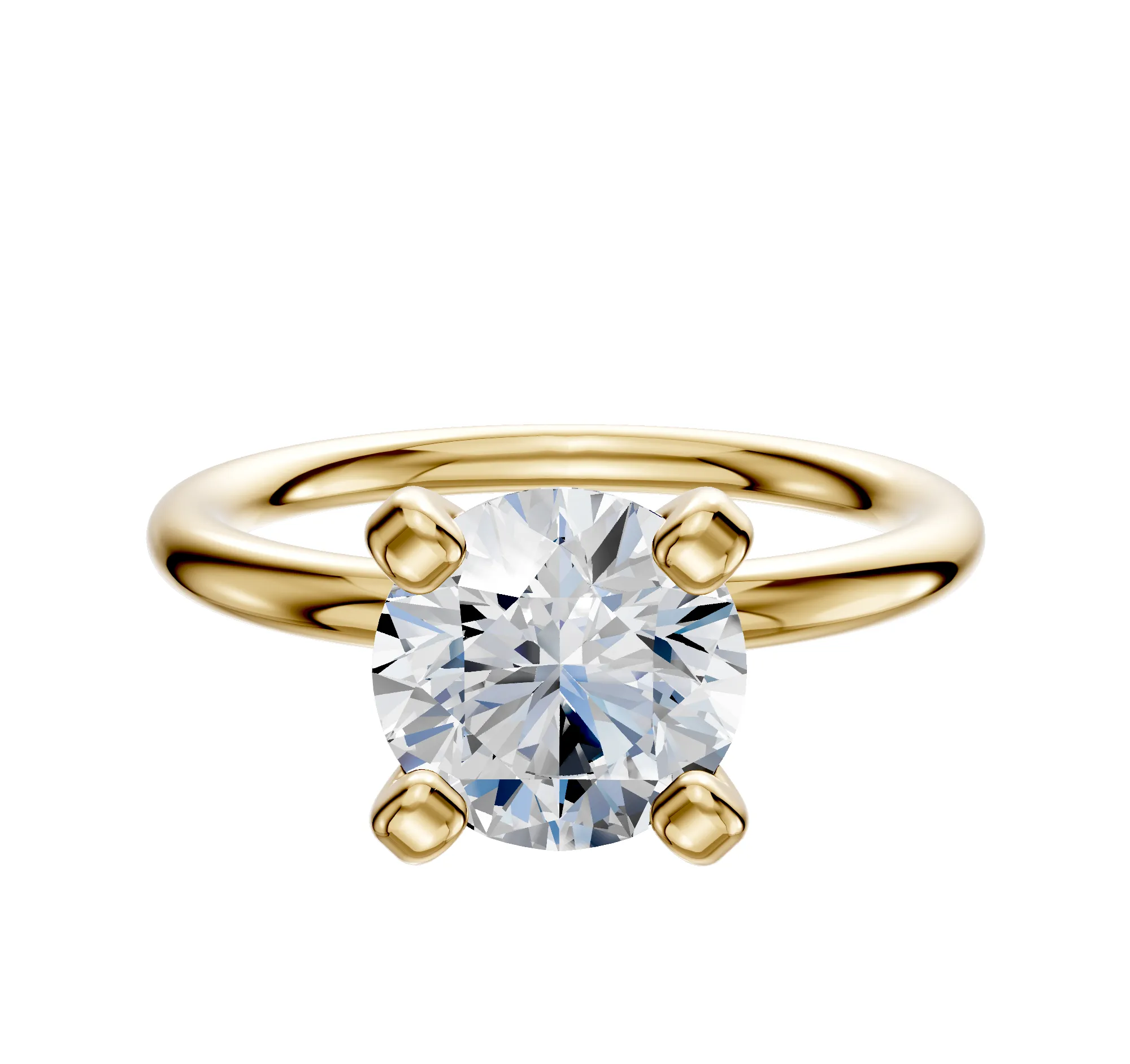 14K Yellow Gold 4 Prong Classic Dome 2.0mm Engagement Ring sold by Promise By Effy