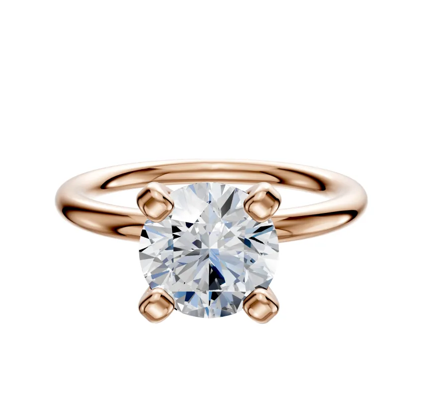 18K Rose Gold 4 Prong Classic Dome 2.0mm Engagement Ring sold by Promise By Effy