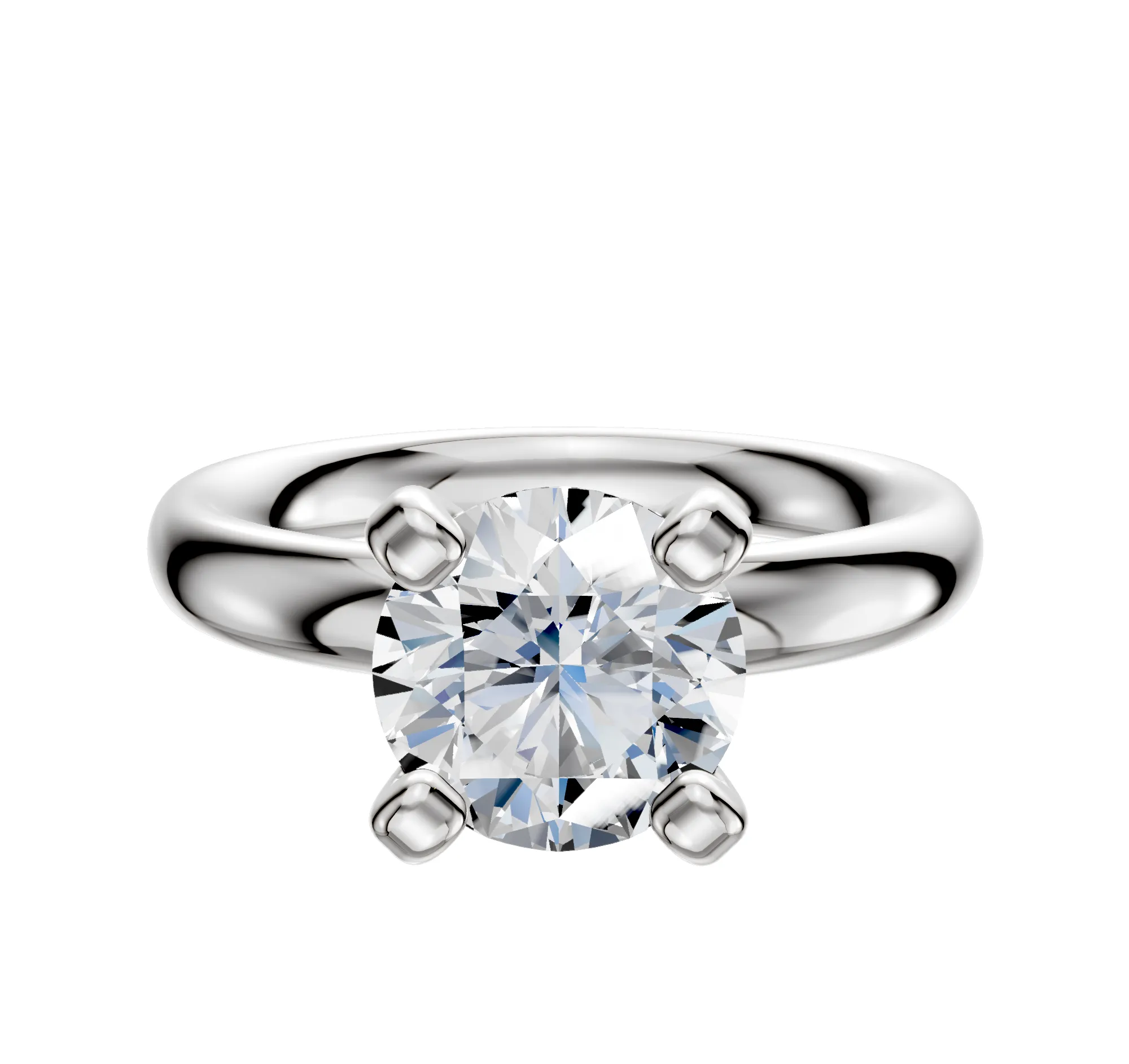 18K White Gold 4 Prong Classic Dome 3.0mm Engagement Ring sold by Promise By Effy