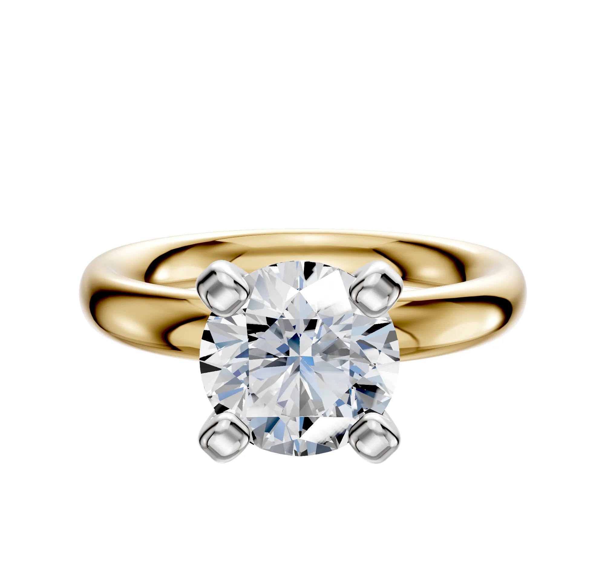 14K Two Tone 4 Prong Classic Dome 3.0mm Engagement Ring sold by Promise By Effy