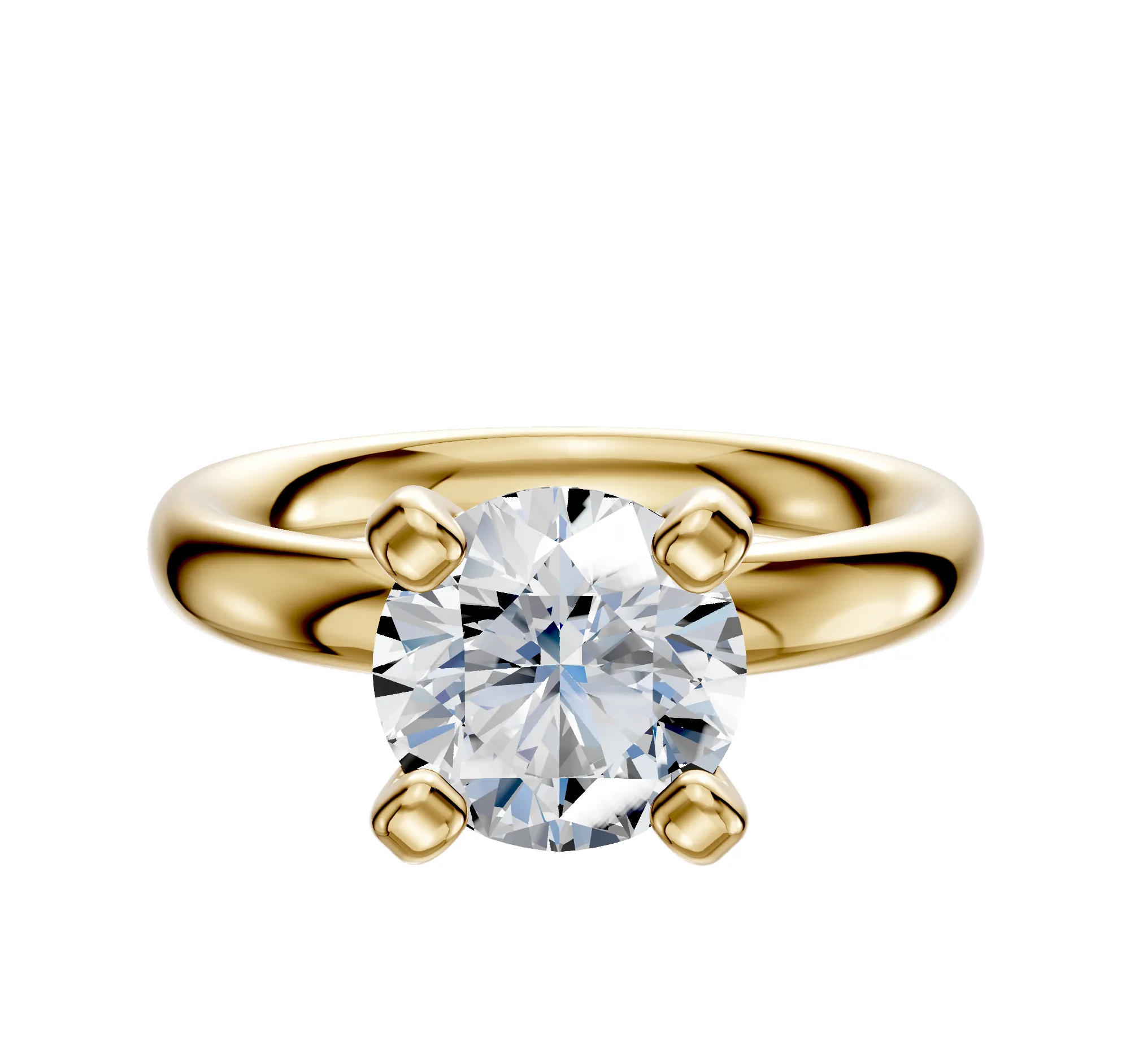18K Yellow Gold 4 Prong Classic Dome 3.0mm Engagement Ring sold by Promise By Effy