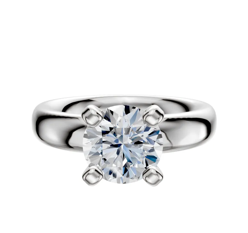 14K White Gold 4 Prong Classic Dome 4.0mm Engagement Ring made by Promise By Effy