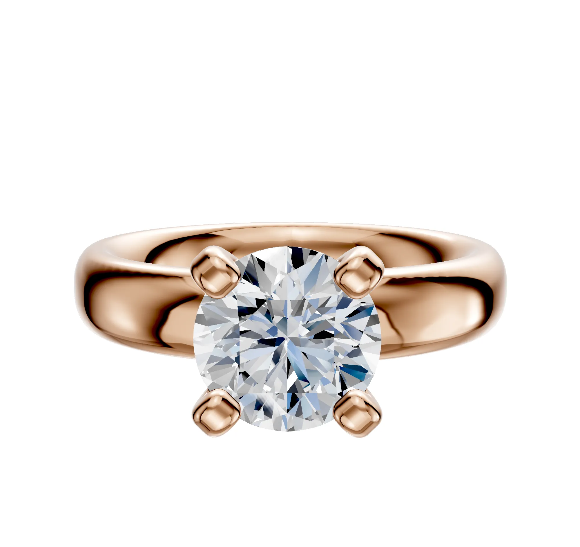 14K Rose Gold 4 Prong Classic Dome 4.0mm Engagement Ring sold by Promise By Effy
