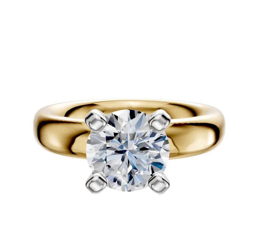 18K Two Tone 4 Prong Classic Dome 4.0mm Engagement Ring sold by Promise By Effy
