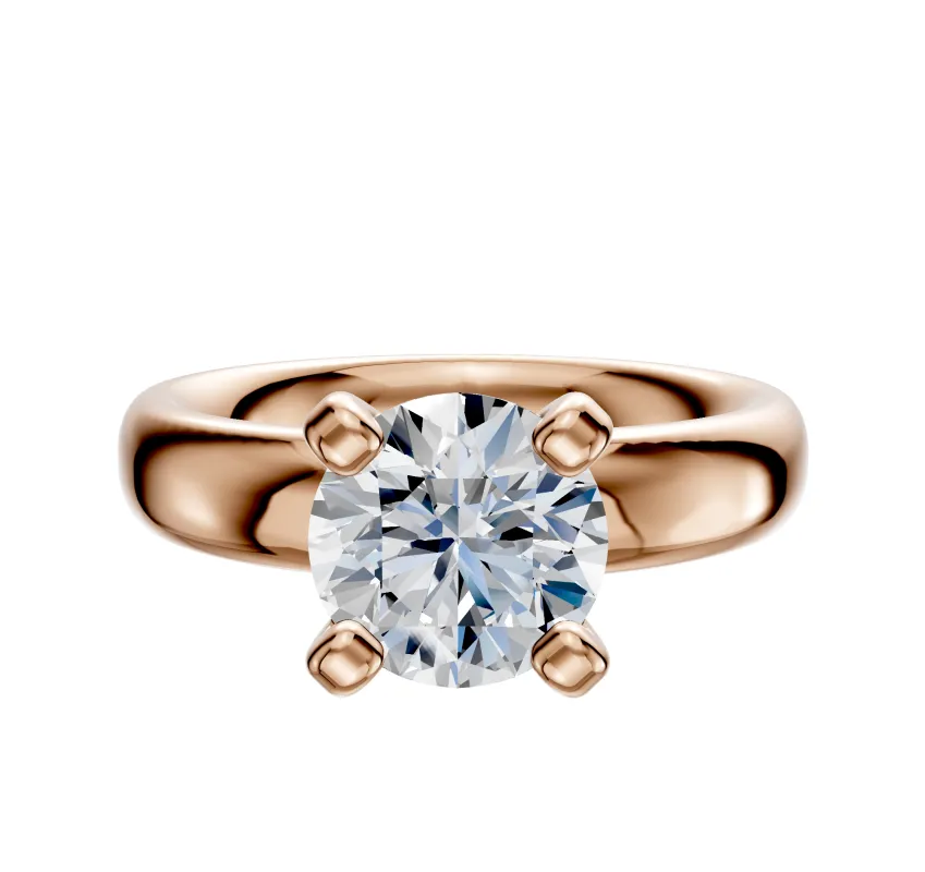18K Rose Gold 4 Prong Classic Dome 4.0mm Engagement Ring sold by Promise By Effy