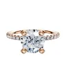 18K Rose Gold 4 Prong Classic Dome 1-Row-Pave 2.5mm Engagement Ring sold by Promise By Effy