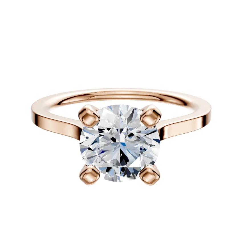 14K Rose Gold 4 Prong Cathedral Flat 1.5mm Engagement Ring sold by Promise By Effy