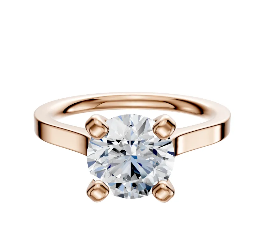 14K Rose Gold 4 Prong Cathedral Flat 2.0mm Engagement Ring sold by Promise By Effy