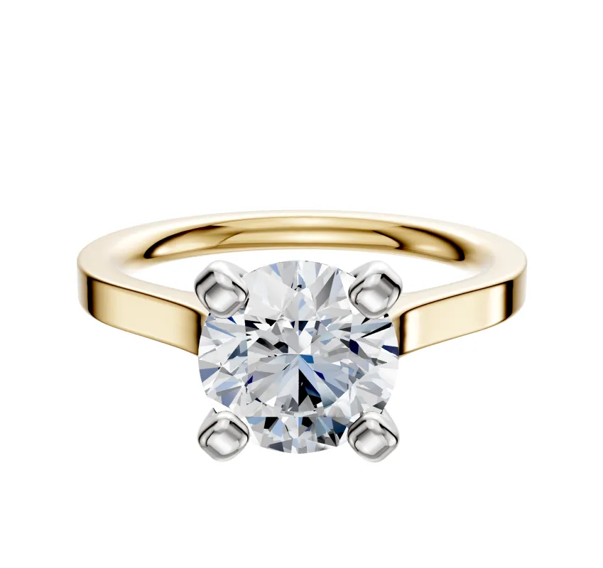 18K Two Tone 4 Prong Cathedral Flat 2.0mm Engagement Ring sold by Promise By Effy