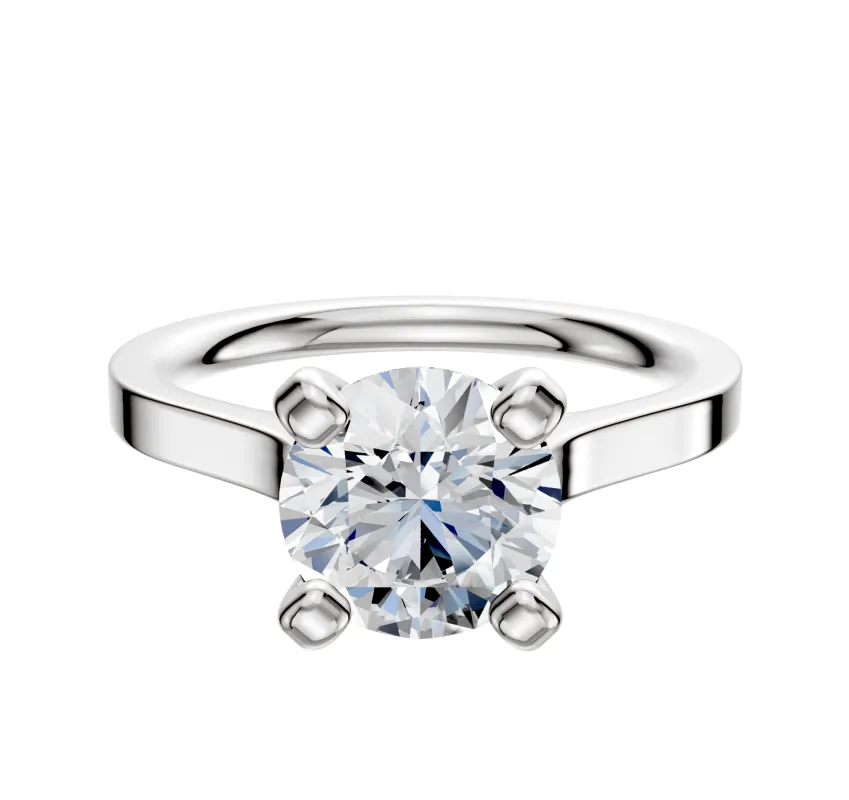 Platinum 4 Prong Cathedral Flat 2.0mm Engagement Ring sold by Promise By Effy