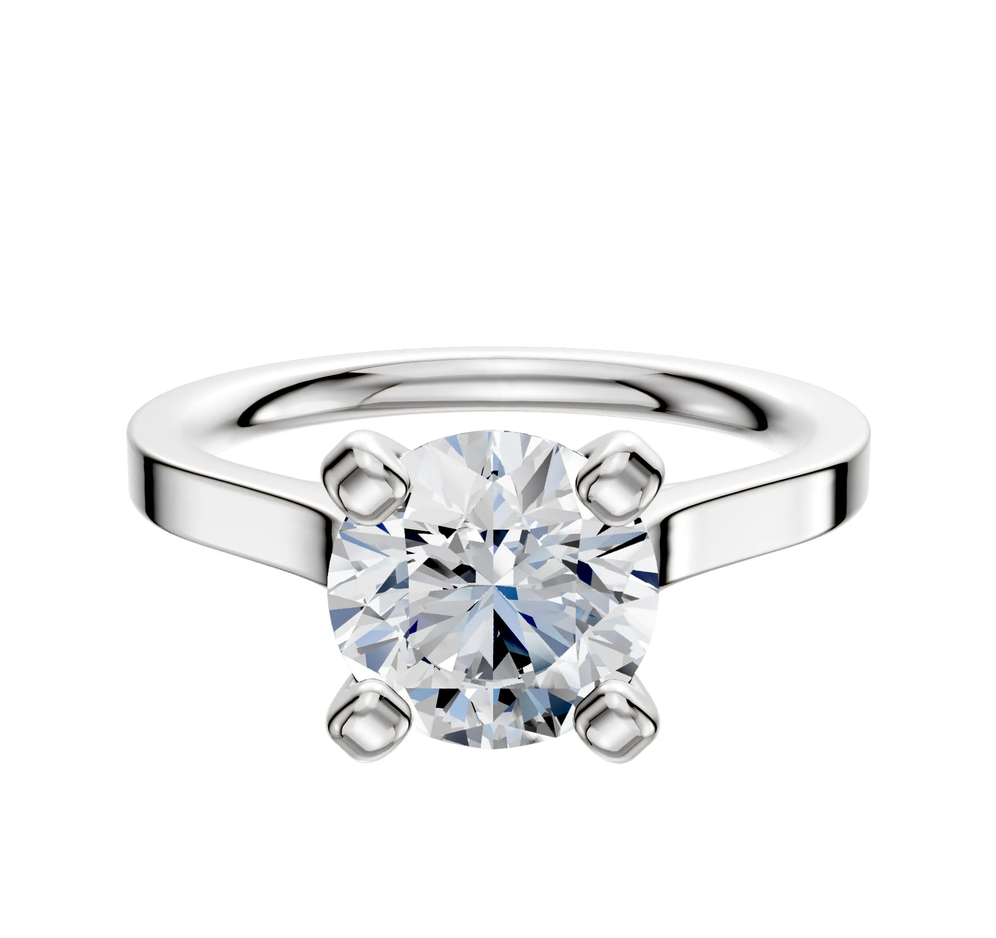 Platinum 4 Prong Cathedral Flat 2.0mm Engagement Ring sold by Promise By Effy