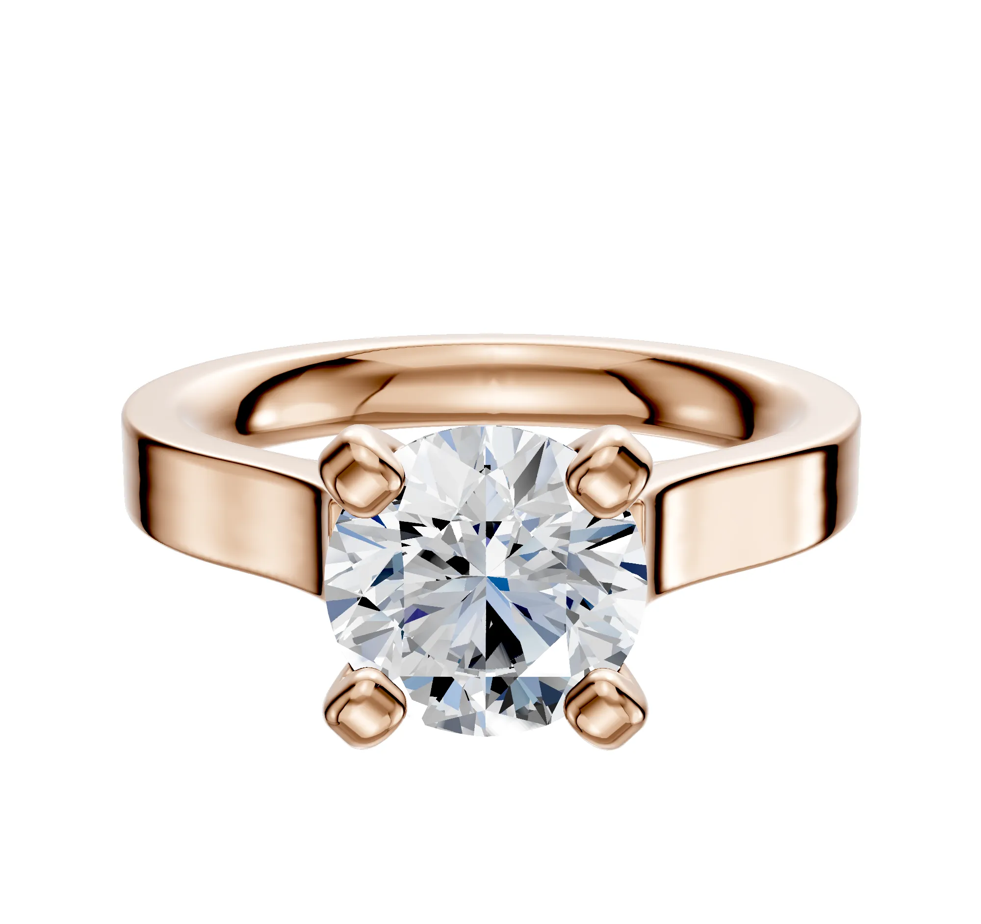 14K Rose Gold 4 Prong Cathedral Flat 3.0mm Engagement Ring sold by Promise By Effy