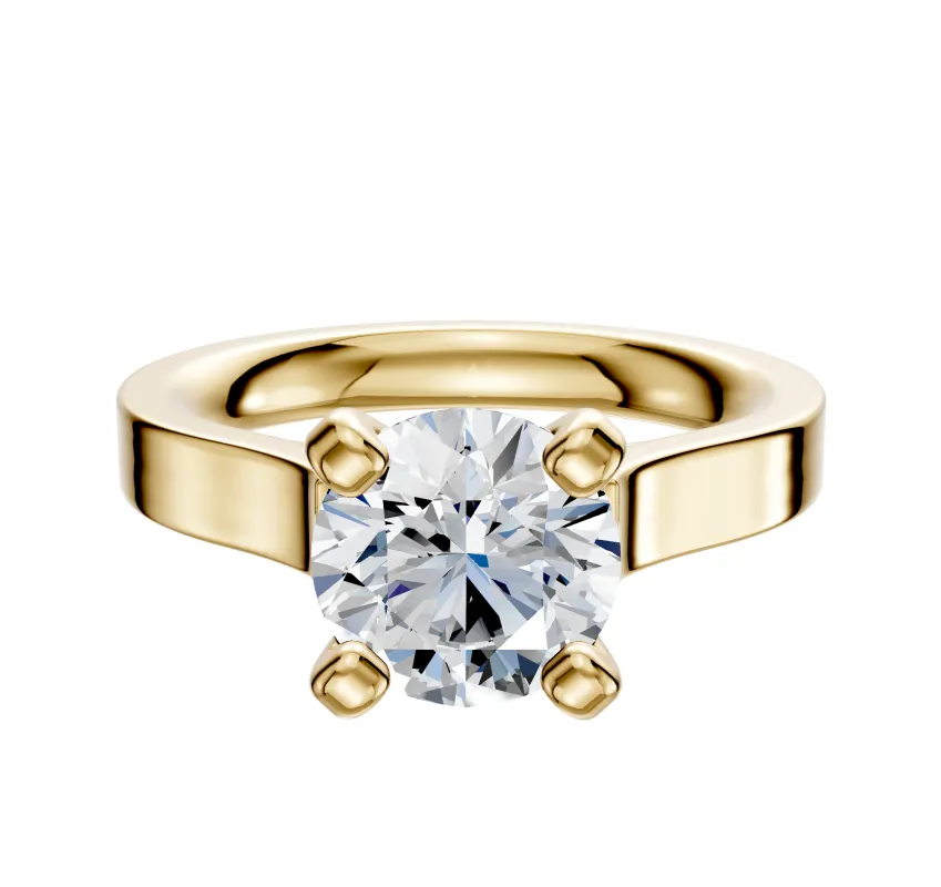 18K Yellow Gold 4 Prong Cathedral Flat 3.0mm Engagement Ring sold by Promise By Effy