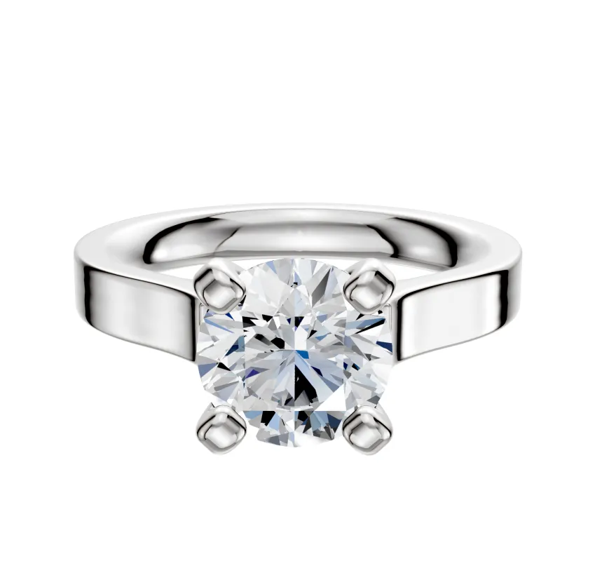 Platinum 4 Prong Cathedral Flat 3.0mm Engagement Ring sold by Promise By Effy