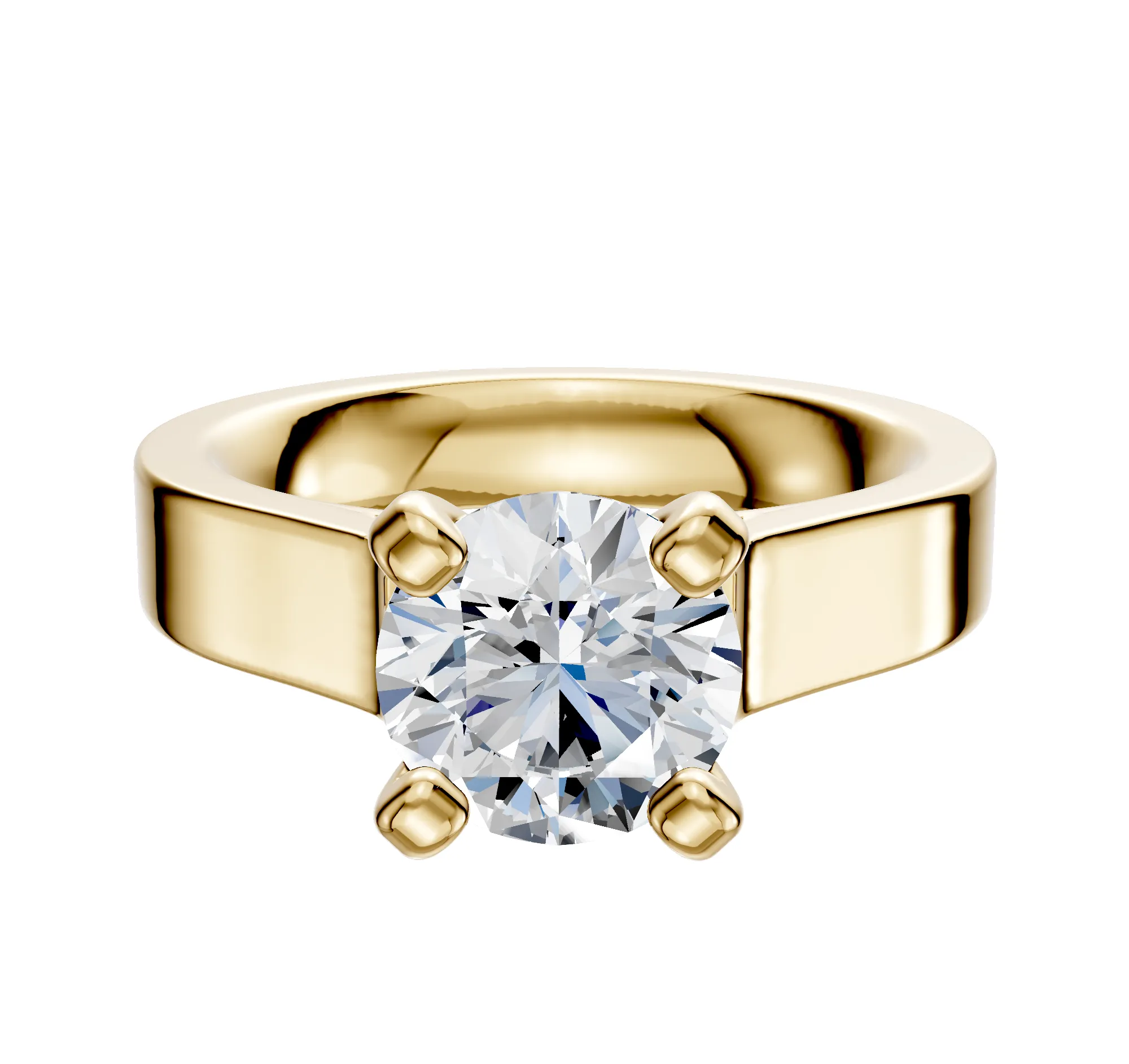 18K Yellow Gold 4 Prong Cathedral Flat 4.0mm Engagement Ring sold by Promise By Effy