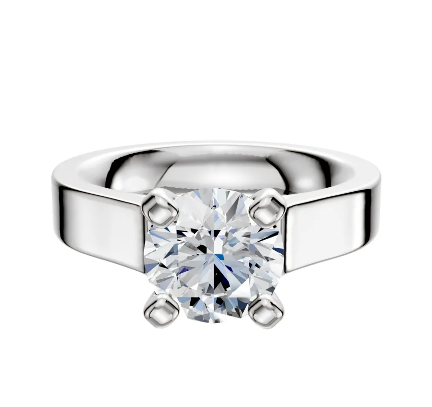 Platinum 4 Prong Cathedral Flat 4.0mm Engagement Ring sold by Promise By Effy