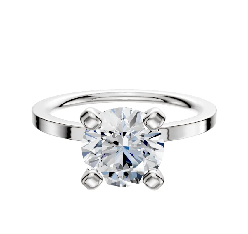 14K White Gold 4 Prong Classic Flat 1.5mm Engagement Ring sold by Promise By Effy