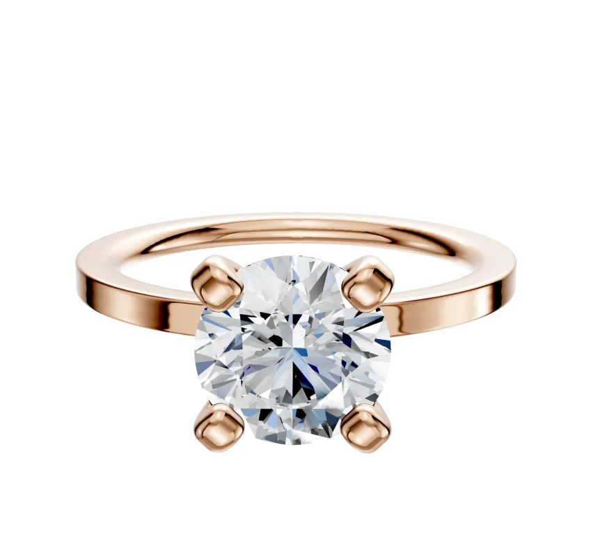 18K Rose Gold 4 Prong Classic Flat 1.5mm Engagement Ring sold by Promise By Effy