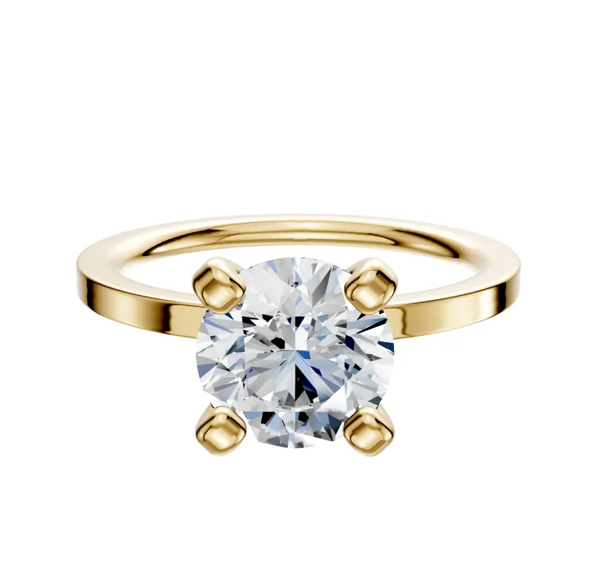 18K Yellow Gold 4 Prong Classic Flat 1.5mm Engagement Ring sold by Promise By Effy