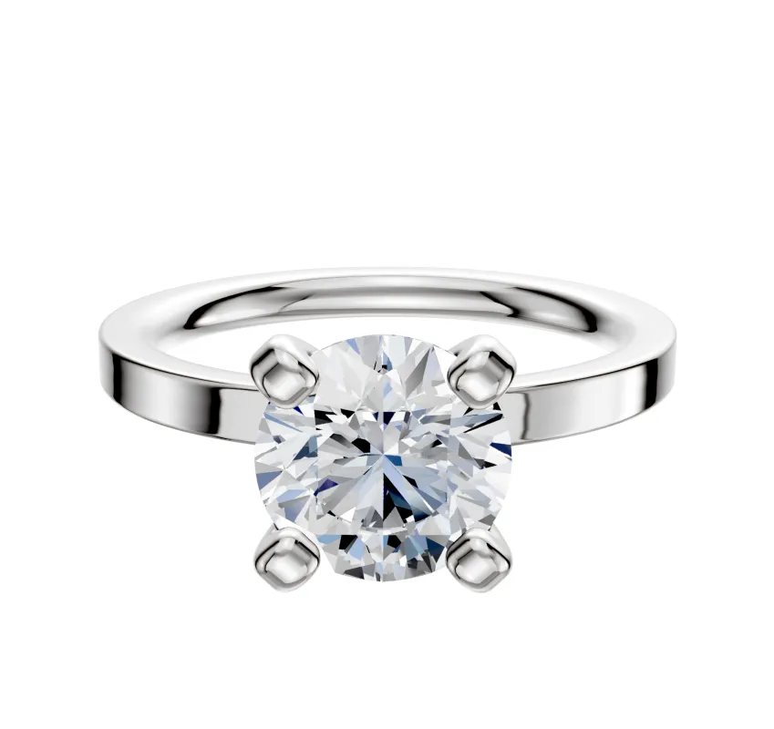 14K White Gold 4 Prong Classic Flat 2.0mm Engagement Ring sold by Promise By Effy