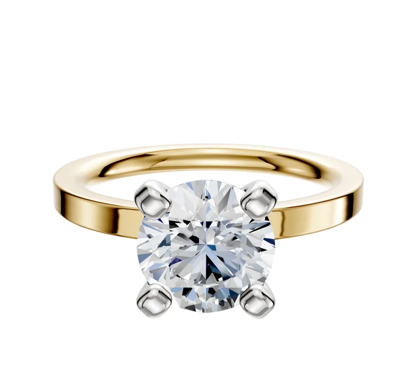 14K Two Tone 4 Prong Classic Flat 2.0mm Engagement Ring sold by Promise By Effy