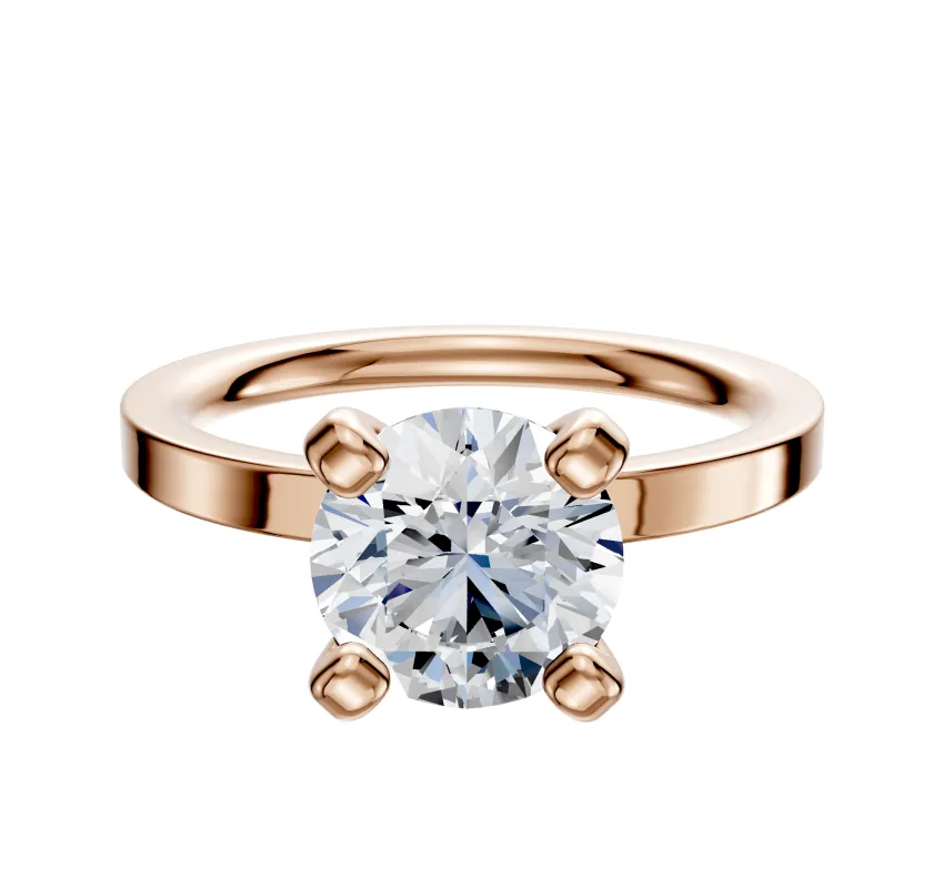 14K Rose Gold 4 Prong Classic Flat 2.0mm Engagement Ring sold by Promise By Effy