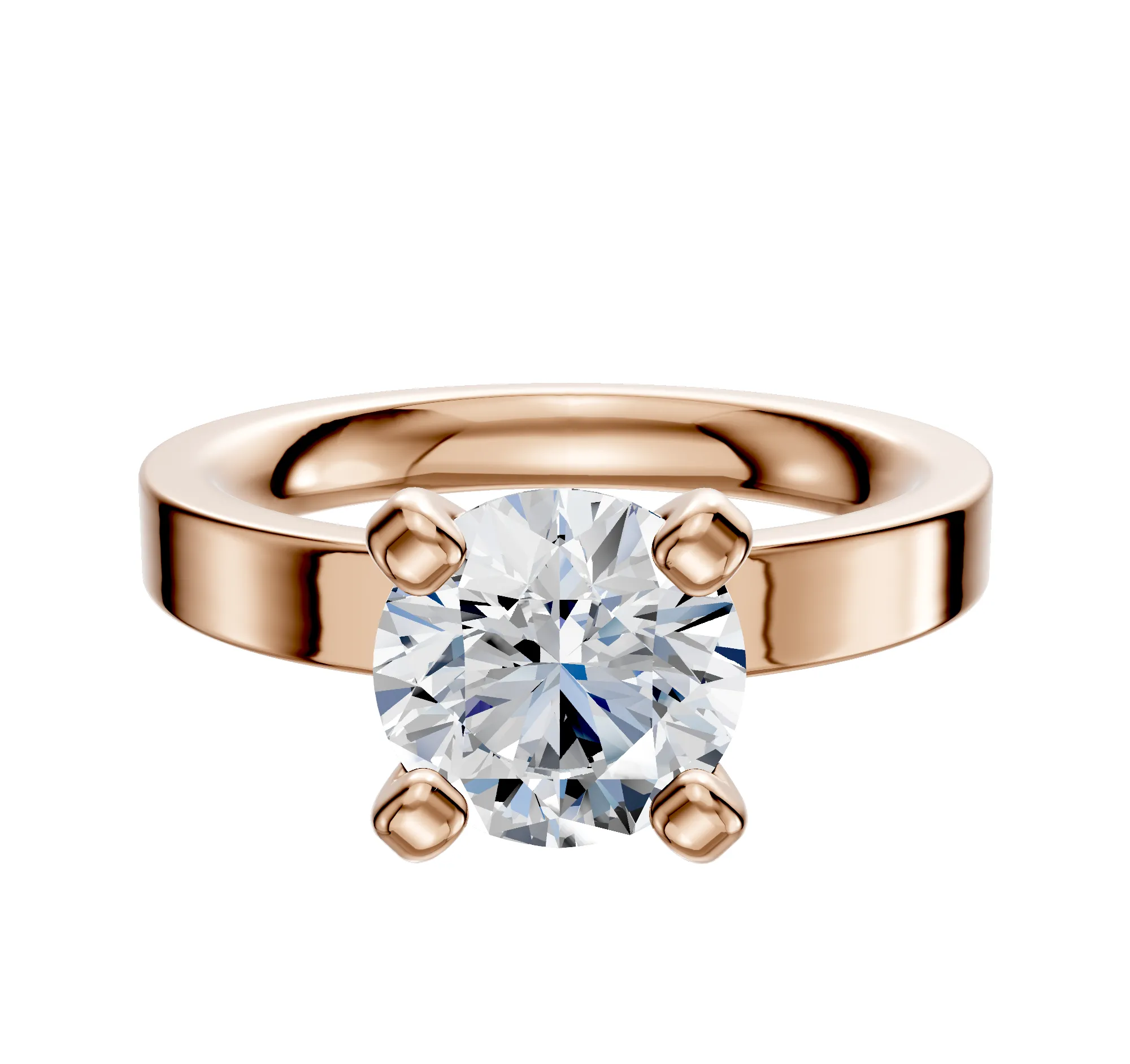 14K Rose Gold 4 Prong Classic Flat 3.0mm Engagement Ring sold by Promise By Effy