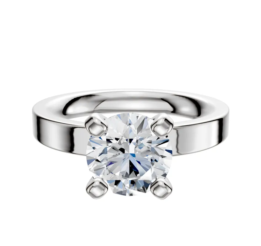 Platinum 4 Prong Classic Flat 3.0mm Engagement Ring sold by Promise By Effy