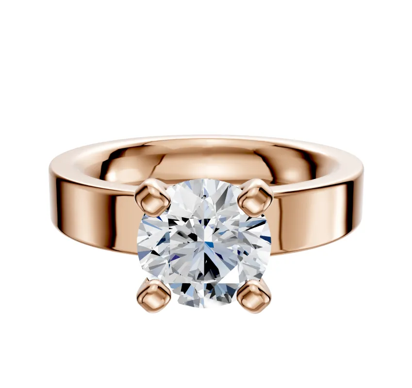 18K Rose Gold 4 Prong Classic Flat 4.0mm Engagement Ring sold by Promise By Effy