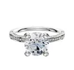 Platinum 4 Prong Classic Flat 3-Row-Pave 2.0mm Engagement Ring sold by Promise By Effy