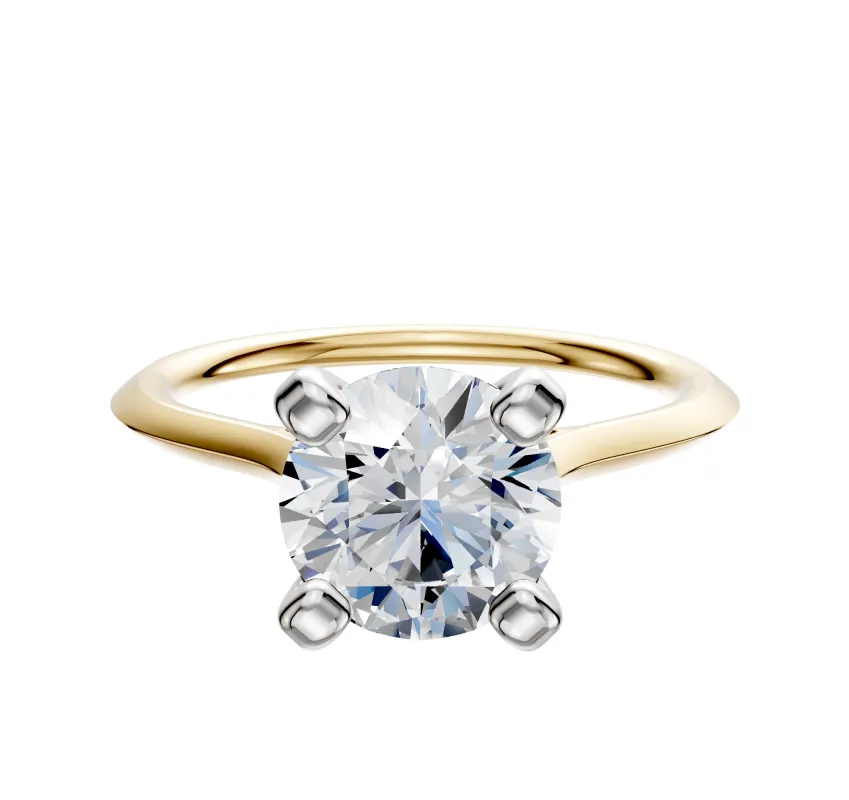 18K Two Tone 4 Prong Cathedral Knife Edge 1.5mm Engagement Ring sold by Promise By Effy