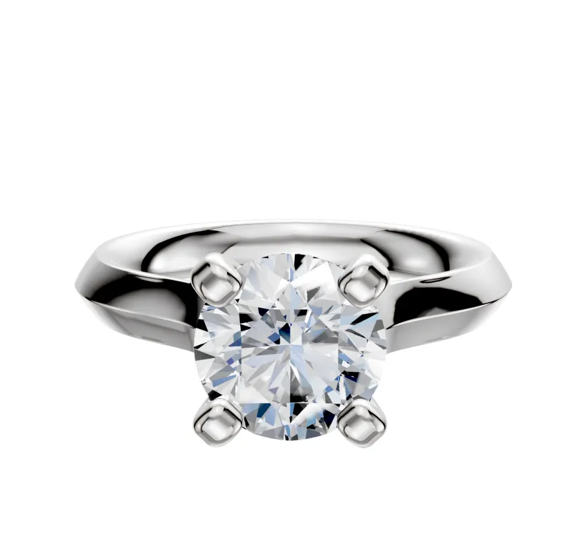 14K White Gold 4 Prong Cathedral Knife Edge 3.0mm Engagement Ring sold by Promise By Effy