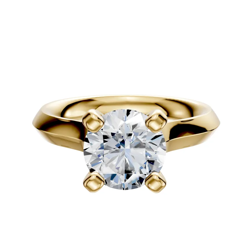 18K Yellow Gold 4 Prong Cathedral Knife Edge 3.0mm Engagement Ring sold by Promise By Effy