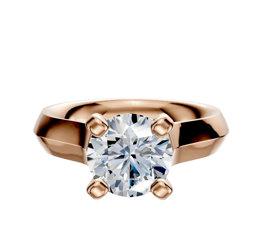 18K Rose Gold 4 Prong Cathedral Knife Edge 4.0mm Engagement Ring sold by Promise By Effy