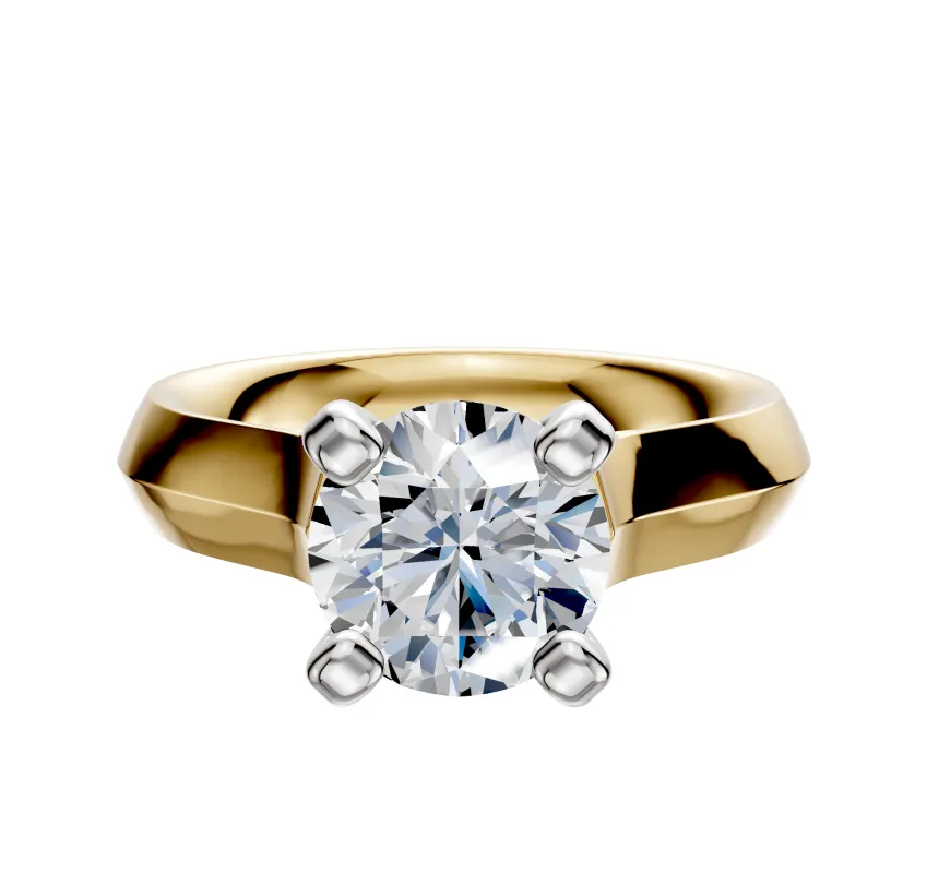 18K Two Tone 4 Prong Cathedral Knife Edge 4.0mm Engagement Ring sold by Promise By Effy