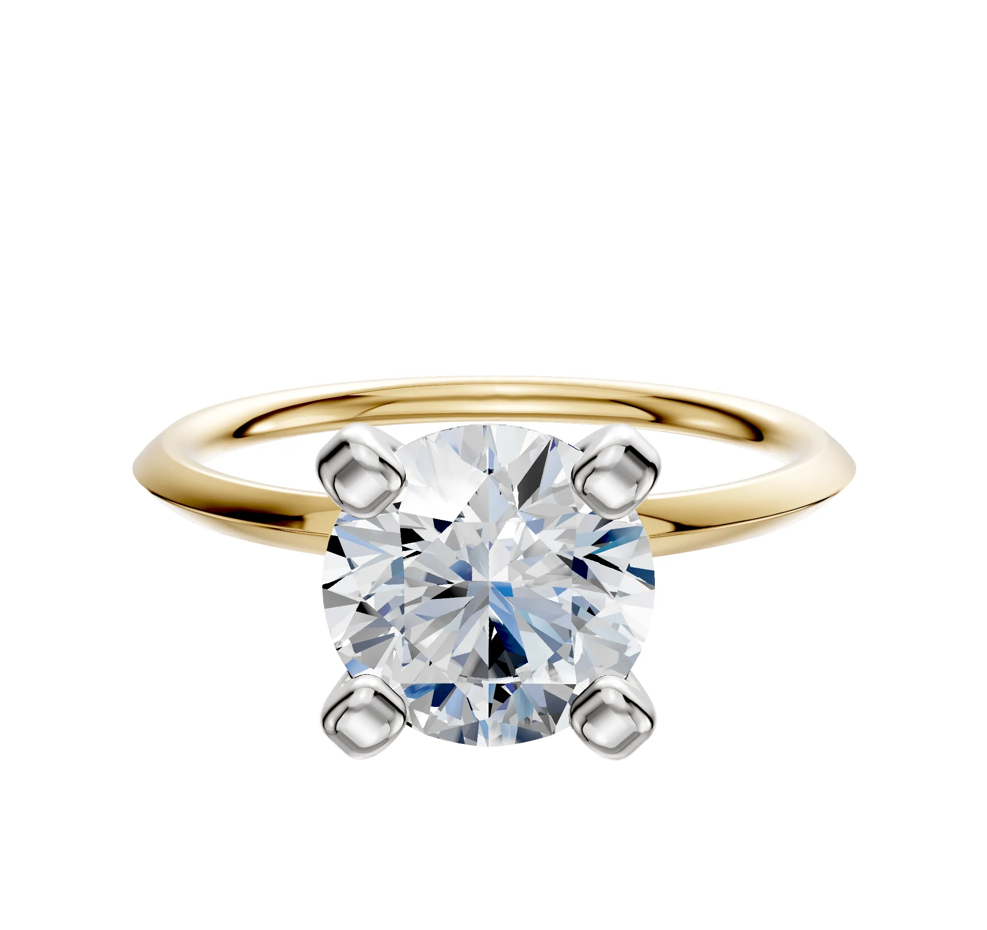 18K Two Tone 4 Prong Classic Knife Edge 1.5mm Engagement Ring sold by Promise By Effy