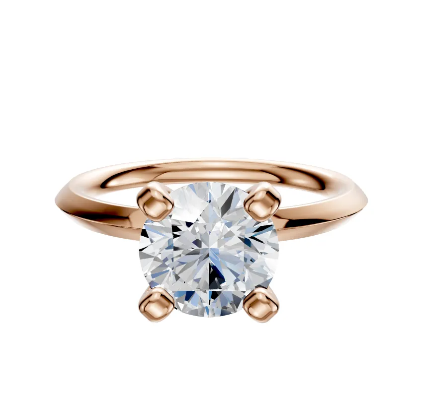 18K Rose Gold 4 Prong Classic Knife Edge 2.0mm Engagement Ring sold by Promise By Effy