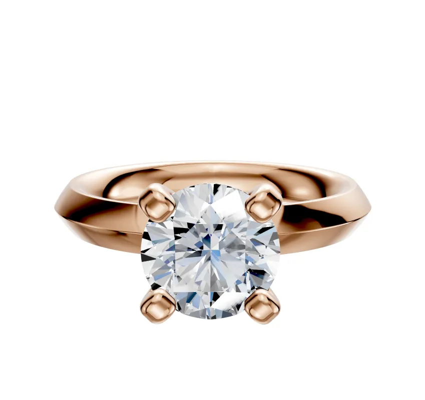 14K Rose Gold 4 Prong Classic Knife Edge 3.0mm Engagement Ring sold by Promise By Effy