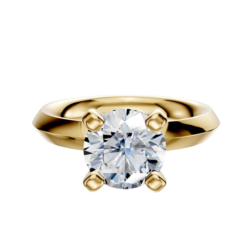 18K Yellow Gold 4 Prong Classic Knife Edge 3.0mm Engagement Ring sold by Promise By Effy