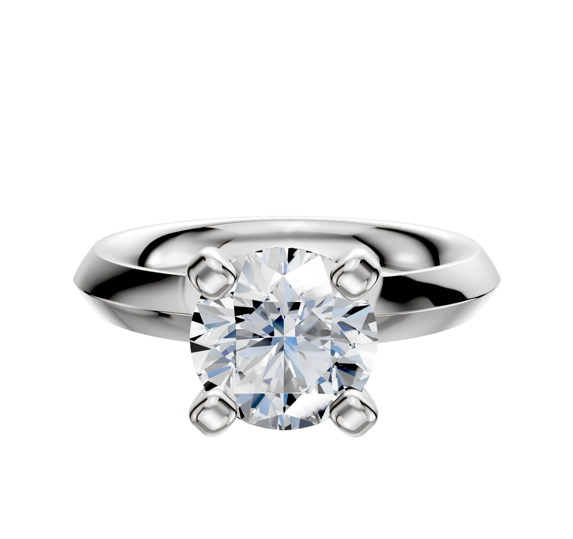 Platinum 4 Prong Classic Knife Edge 3.0mm Engagement Ring sold by Promise By Effy