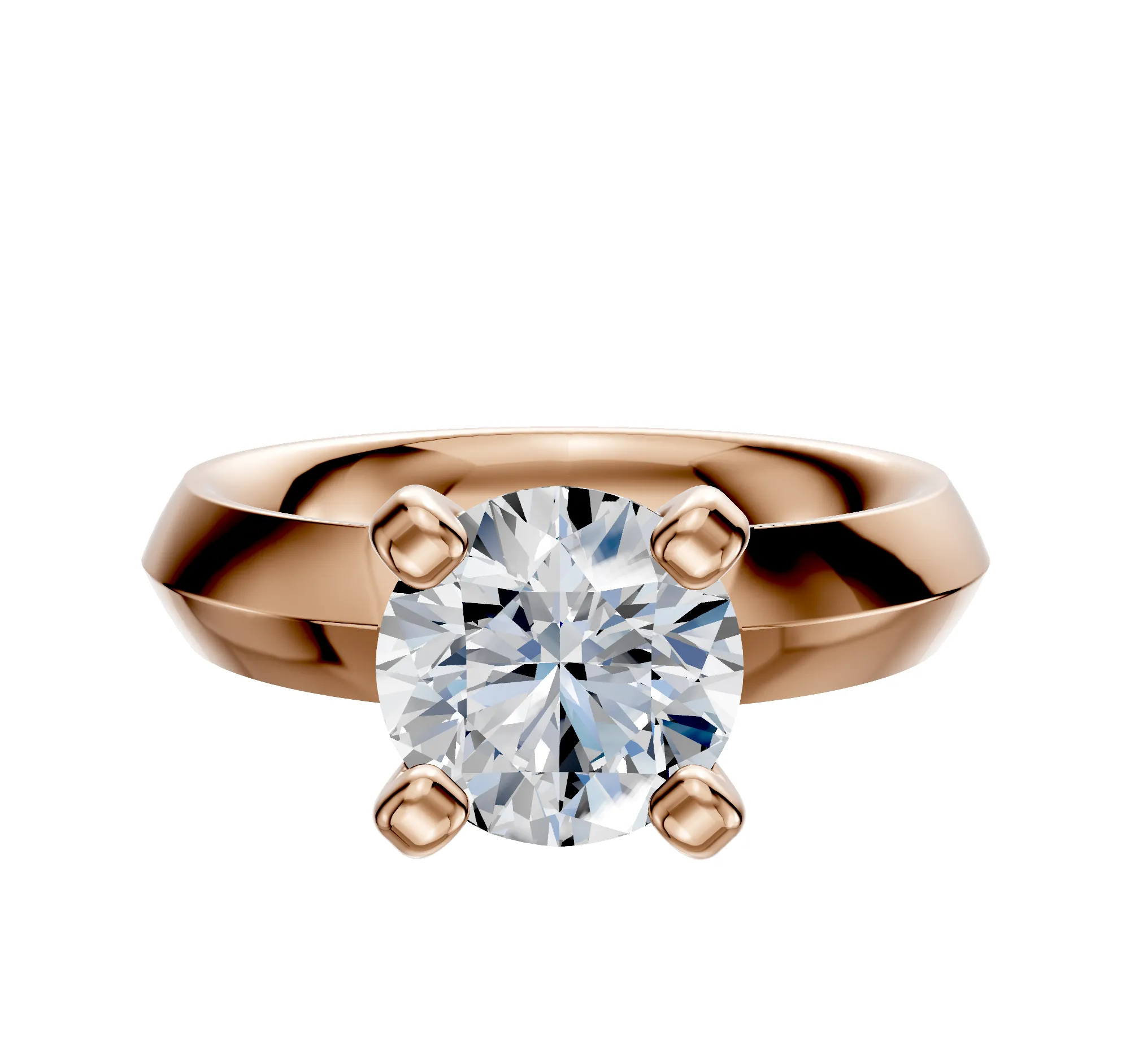 18K Rose Gold 4 Prong Classic Knife Edge 4.0mm Engagement Ring sold by Promise By Effy