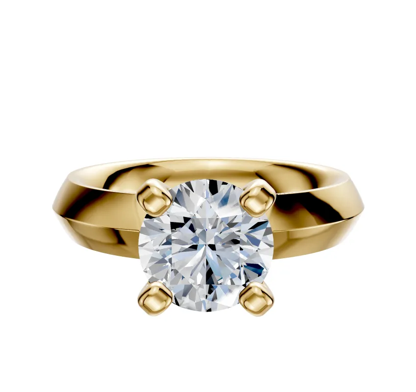 18K Yellow Gold 4 Prong Classic Knife Edge 4.0mm Engagement Ring sold by Promise By Effy