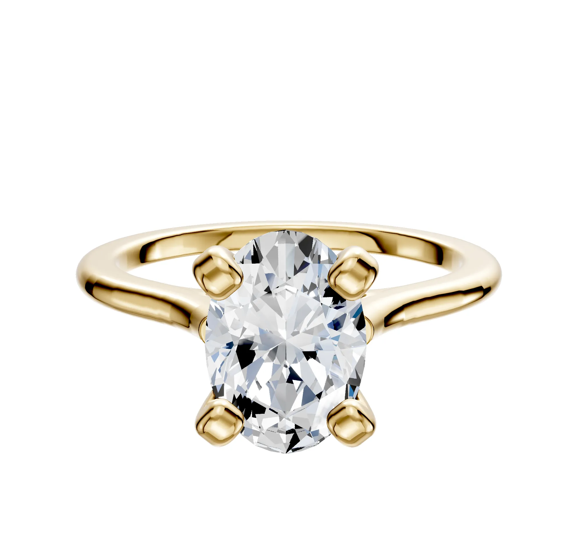 14K Yellow Gold 4 Prong Cathedral Dome 1.5mm Engagement Ring sold by Promise By Effy