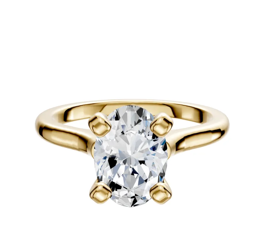 18K Yellow Gold 4 Prong Cathedral Dome 2.0mm Engagement Ring sold by Promise By Effy