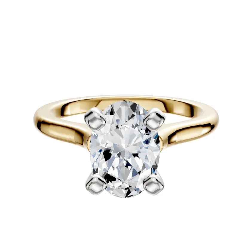 18K Two Tone 4 Prong Cathedral Dome 2.0mm Engagement Ring sold by Promise By Effy