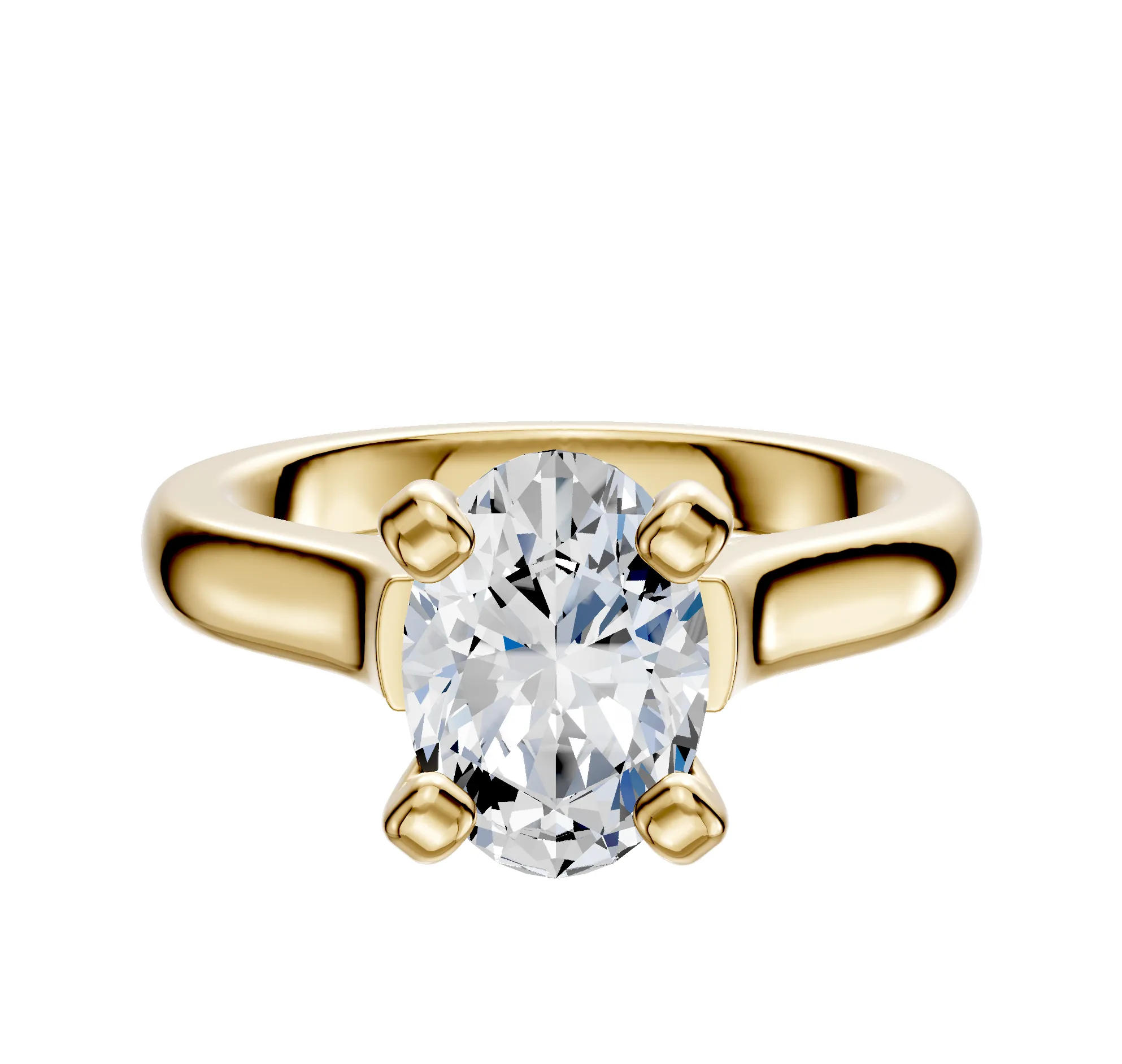 14K Yellow Gold 4 Prong Cathedral Dome 3.0mm Engagement Ring sold by Promise By Effy