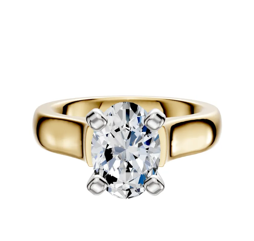 18K Two Tone 4 Prong Cathedral Dome 4.0mm Engagement Ring sold by Promise By Effy